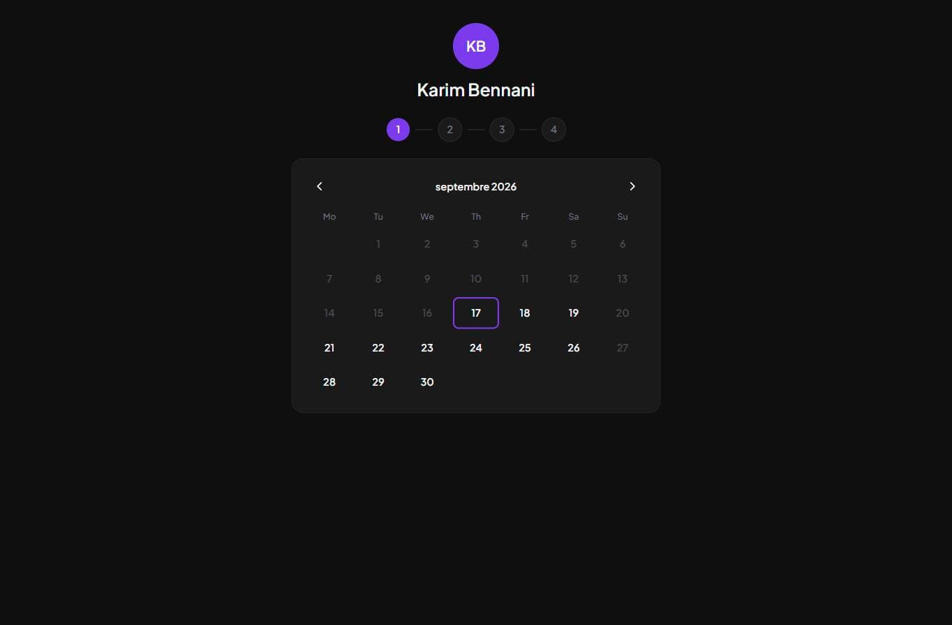 Page de réservation — choix de la date