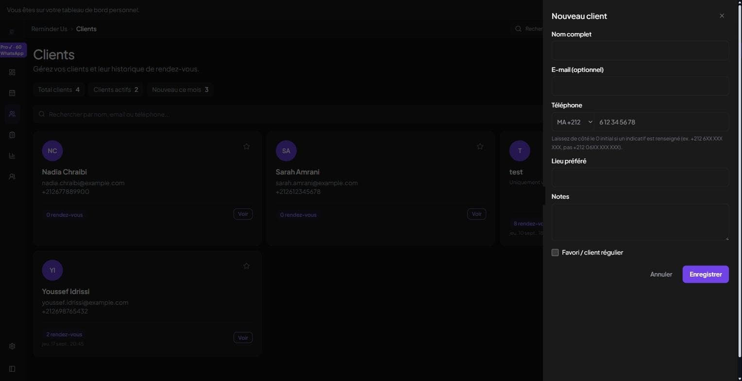 Ajout d'un nouveau client